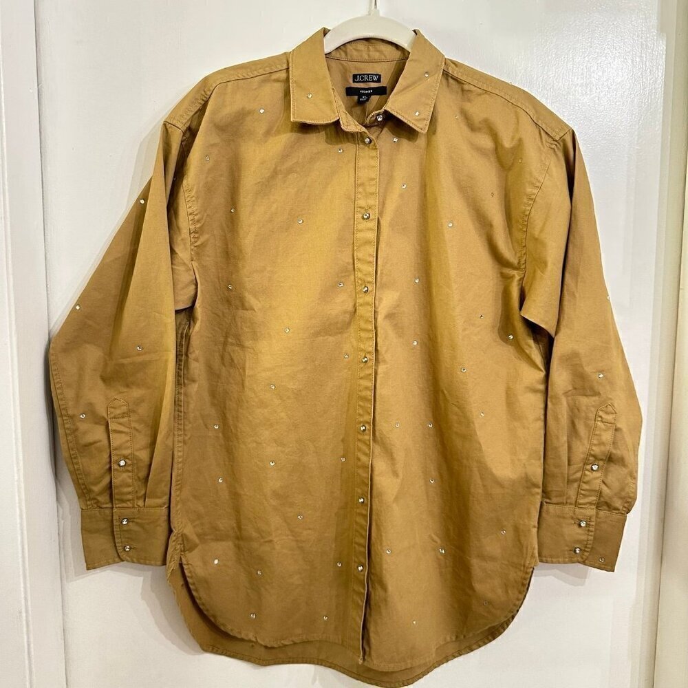NWT J.Crew Relaxed-fit chino shirt with crystals XS